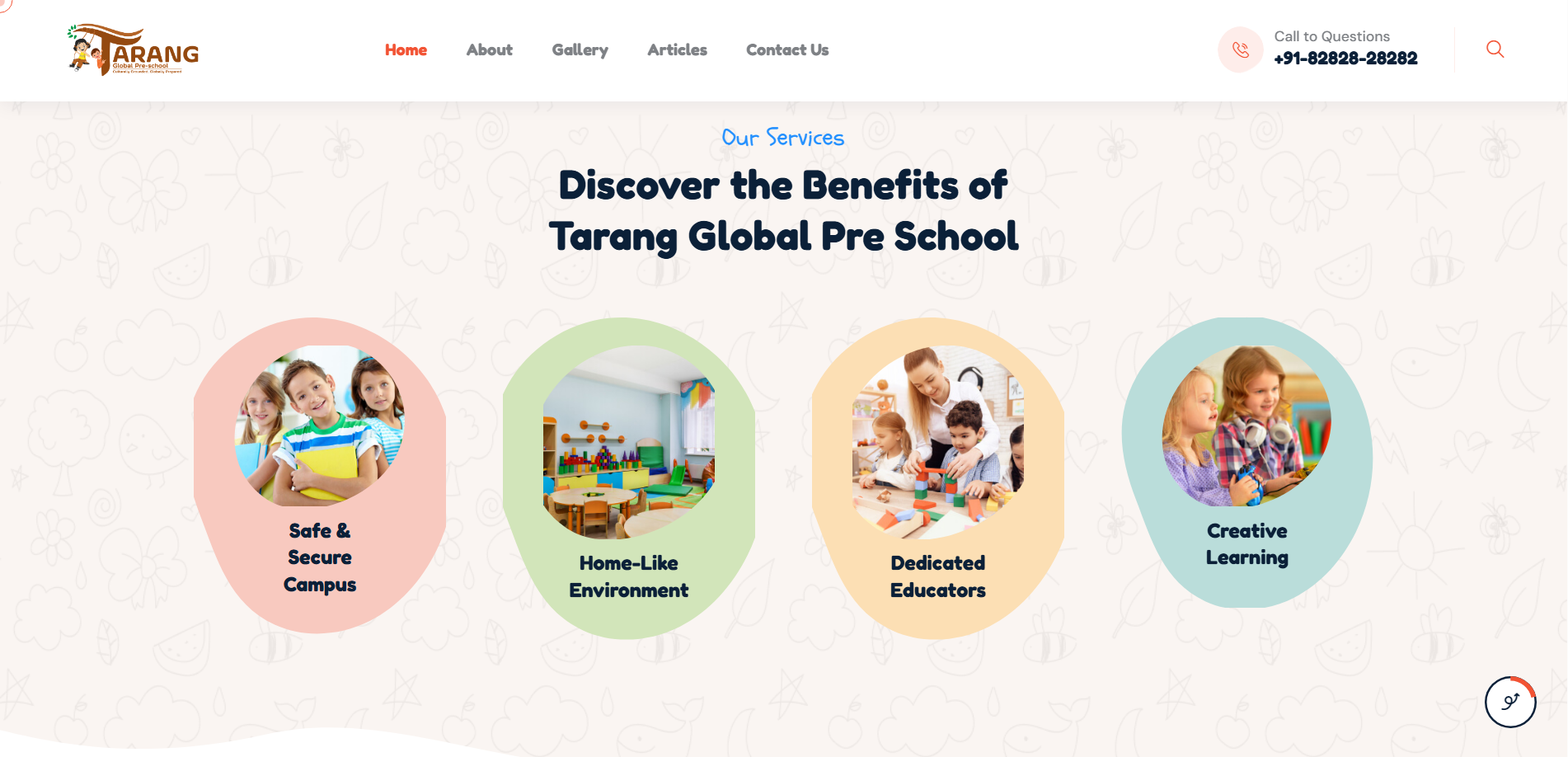 A vibrant PHP website for a preschool, focusing on educational branding and parent engagement.